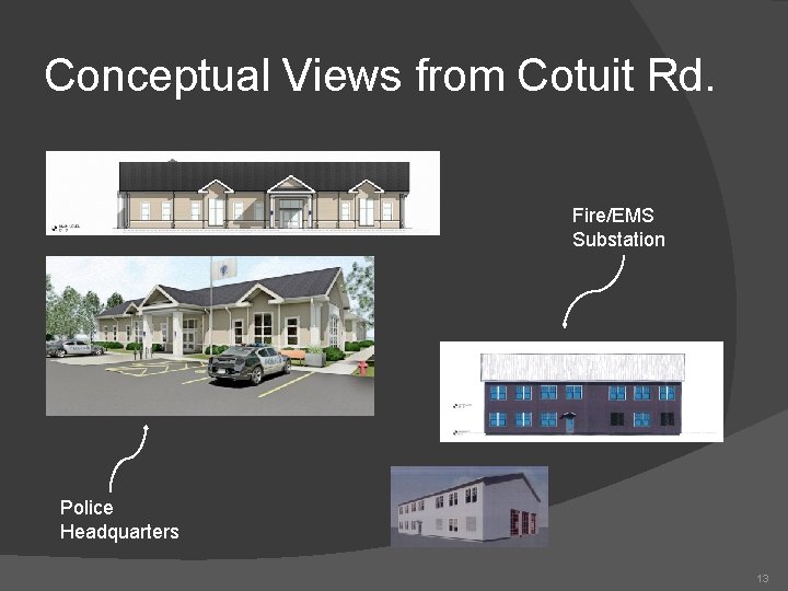 Conceptual Views from Cotuit Rd. Fire/EMS Substation Police Headquarters 13 