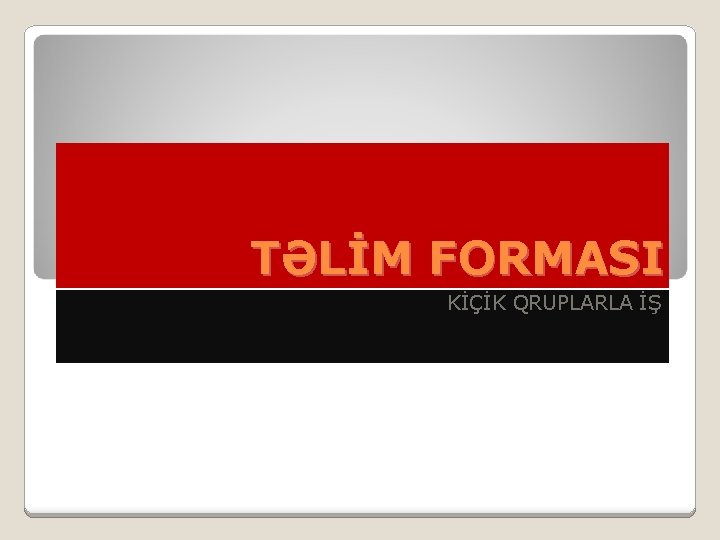 TƏLİM FORMASI KİÇİK QRUPLARLA İŞ 