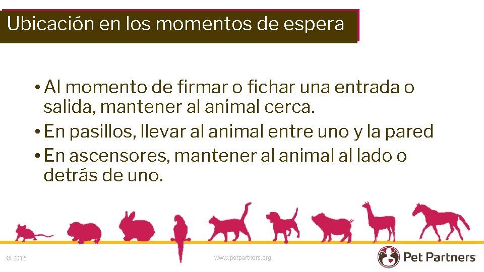 Ubicación en los momentos de espera • Al momento de firmar o fichar una