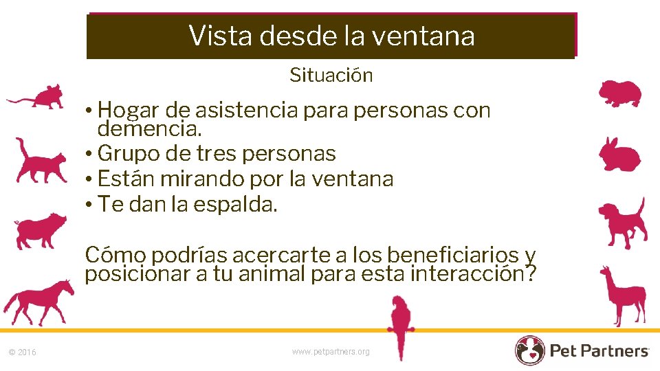 Vista desde la ventana Situación • Hogar de asistencia para personas con demencia. •