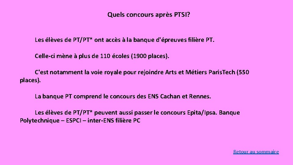 Quels concours après PTSI? Les élèves de PT/PT* ont accès à la banque d'épreuves