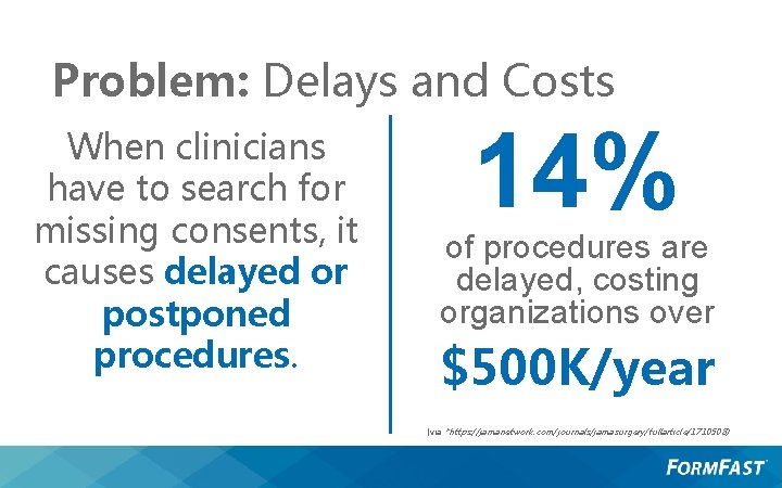 Problem: Delays and Costs When clinicians have to search for missing consents, it causes