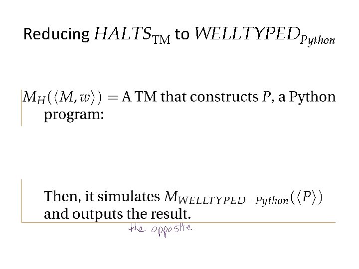 Reducing HALTSTM to WELLTYPEDPython 