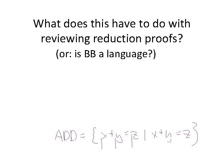 What does this have to do with reviewing reduction proofs? (or: is BB a