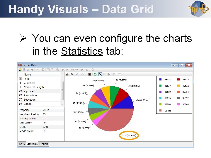 Handy Visuals – Data Grid Outline Ø You can even configure the charts in