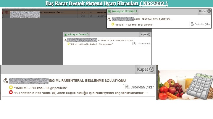 İlaç Karar Destek Sistemi Uyarı Ekranları ( NRS 2002 ) 