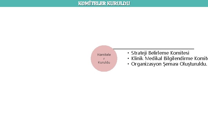 KOMİTELER KURULDU Komitele r Kuruldu • Strateji Belirleme Komitesi • Klinik Medikal Bilgilendirme Komite