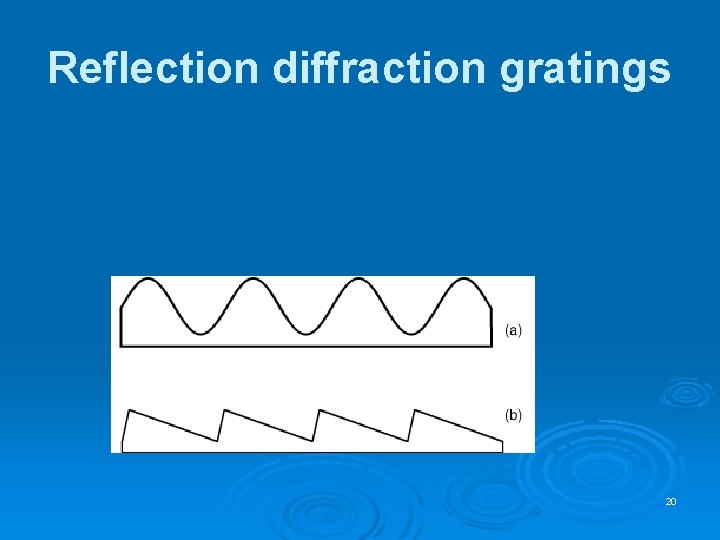 Reflection diffraction gratings 20 