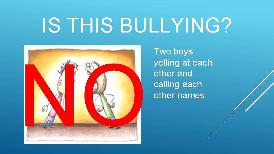 IS THIS BULLYING? NO Two boys yelling at each other and calling each other