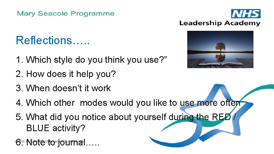 Reflections…. . 1. Which style do you think you use? ” 2. How does