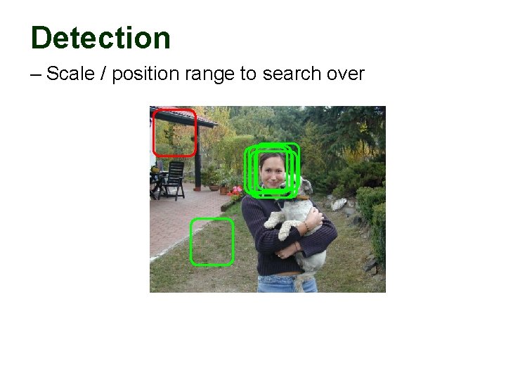 Detection – Scale / position range to search over 