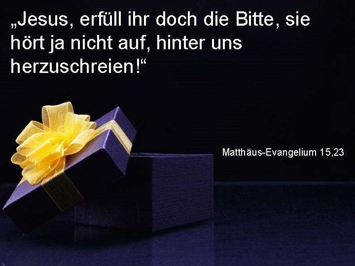 „Jesus, erfüll ihr doch die Bitte, sie hört ja nicht auf, hinter uns herzuschreien!“