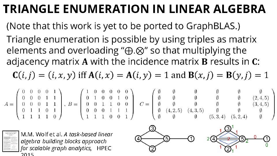 TRIANGLE ENUMERATION IN LINEAR ALGEBRA M. M. Wolf et al. A task-based linear algebra