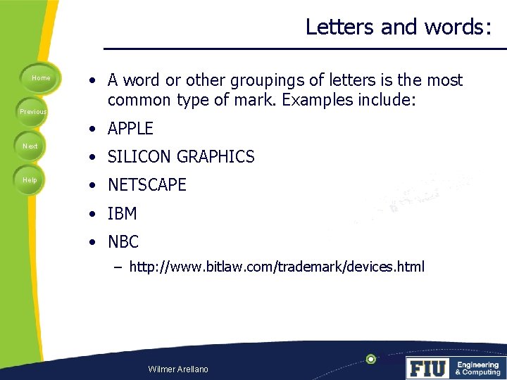Letters and words: Home Previous • A word or other groupings of letters is