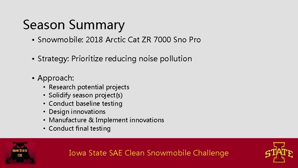 Season Summary • Snowmobile: 2018 Arctic Cat ZR 7000 Sno Pro • Strategy: Prioritize