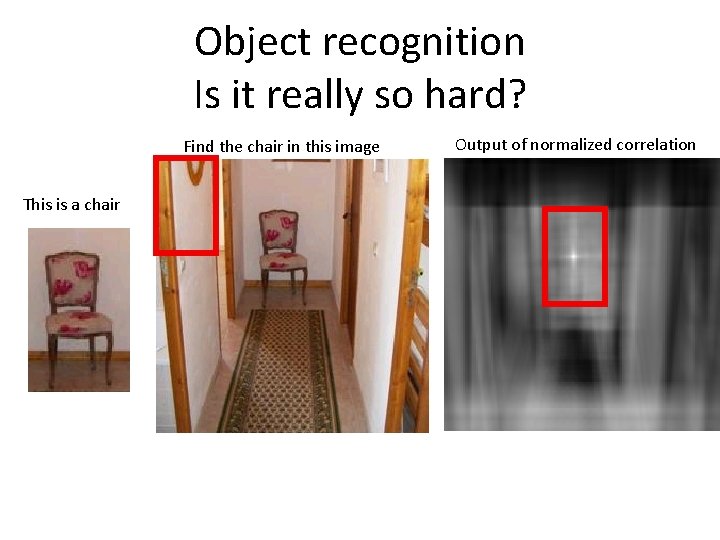 Object recognition Is it really so hard? Find the chair in this image This