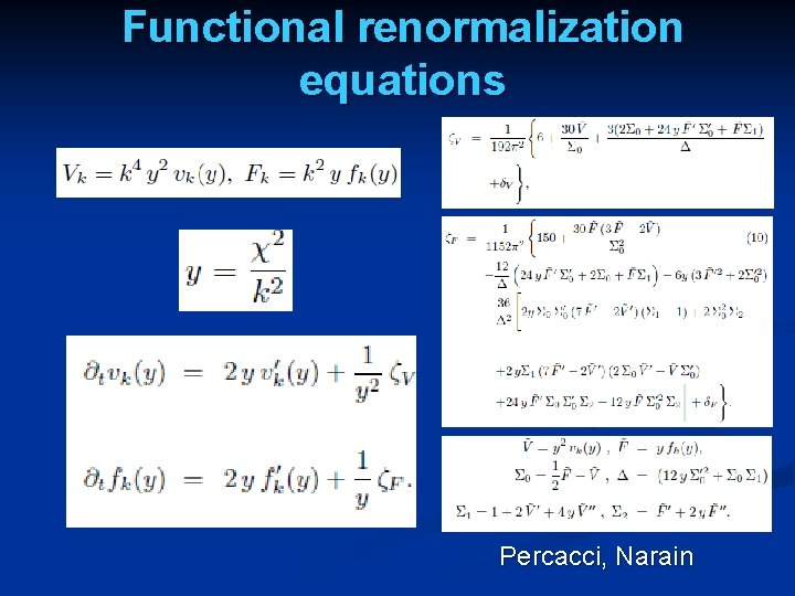 Functional renormalization equations Percacci, Narain 