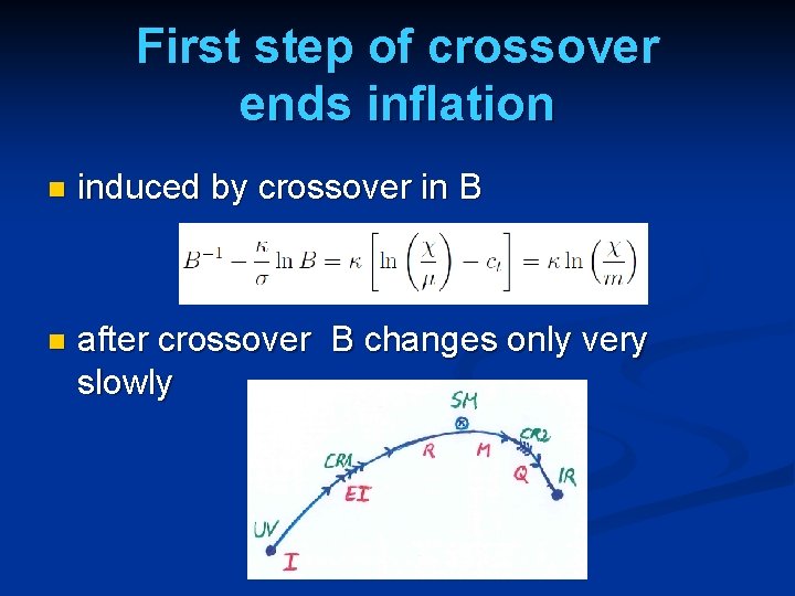 First step of crossover ends inflation n induced by crossover in B n after