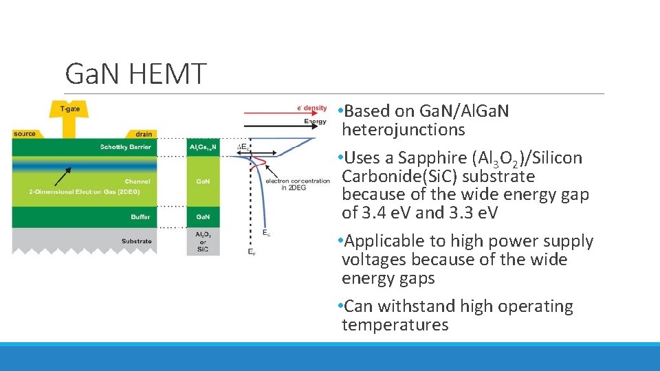 Ga. N HEMT • Based on Ga. N/Al. Ga. N heterojunctions • Uses a