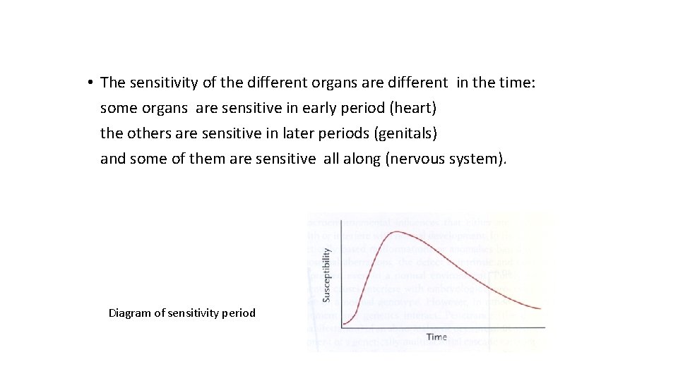  • The sensitivity of the different organs are different in the time: some