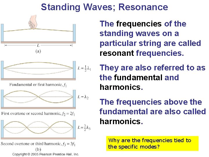 Standing Waves; Resonance The frequencies of the standing waves on a particular string are