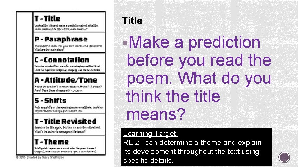 §Make a prediction before you read the poem. What do you think the title