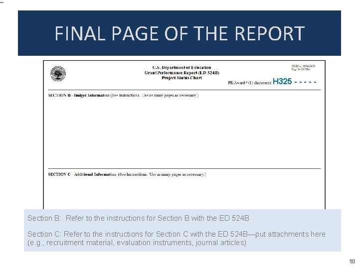 FINAL PAGE OF THE REPORT H 325 - - - Section B: Refer to