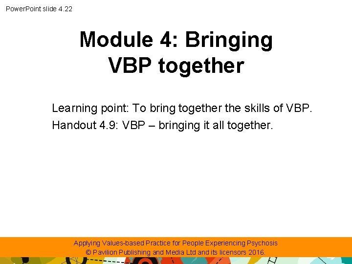 Power. Point slide 4. 22 Module 4: Bringing VBP together Learning point: To bring