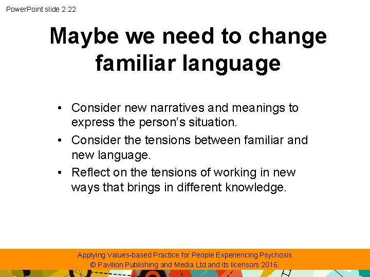 Power. Point slide 2. 22 Maybe we need to change familiar language • Consider