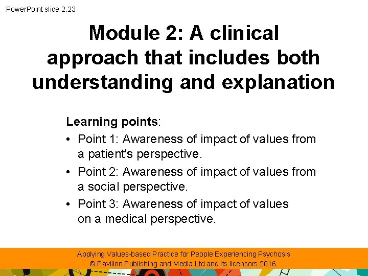 Power. Point slide 2. 23 Module 2: A clinical approach that includes both understanding