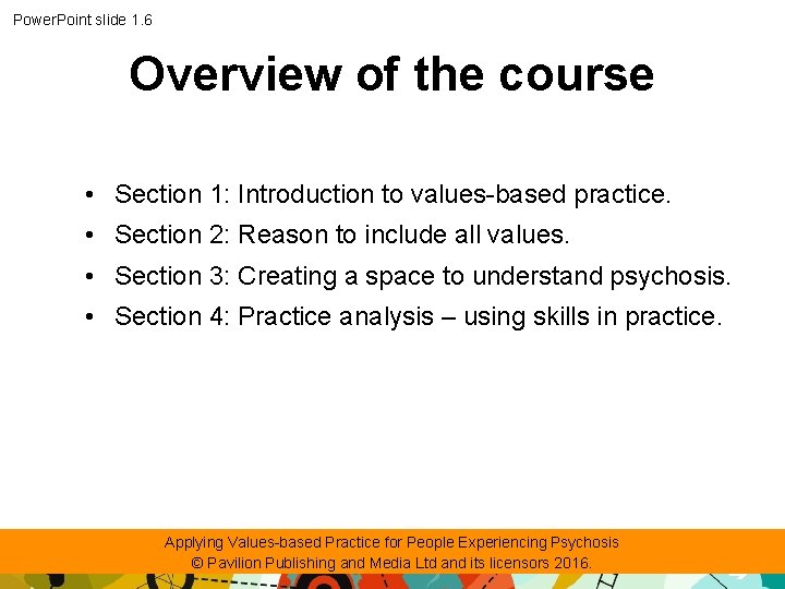 Power. Point slide 1. 6 Overview of the course • Section 1: Introduction to