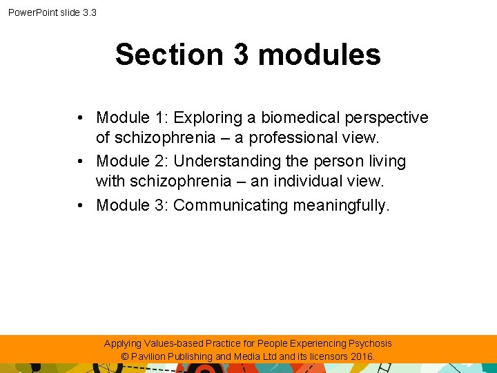 Power. Point slide 3. 3 Section 3 modules • Module 1: Exploring a biomedical