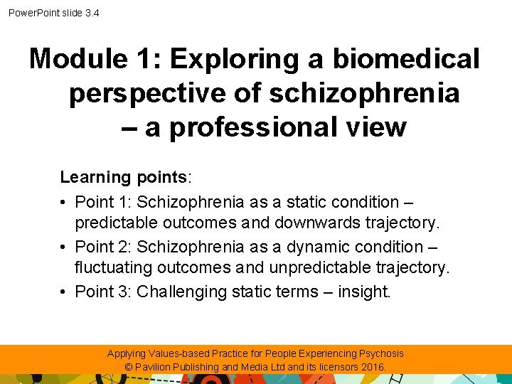 Power. Point slide 3. 4 Module 1: Exploring a biomedical perspective of schizophrenia –