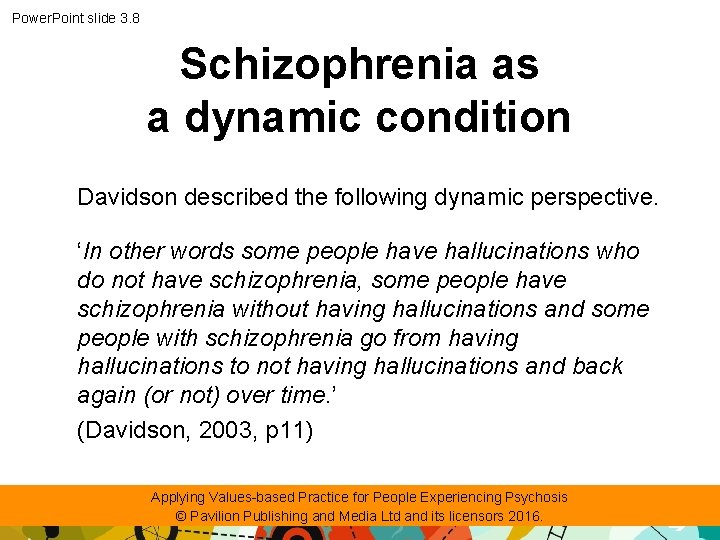 Power. Point slide 3. 8 Schizophrenia as a dynamic condition Davidson described the following