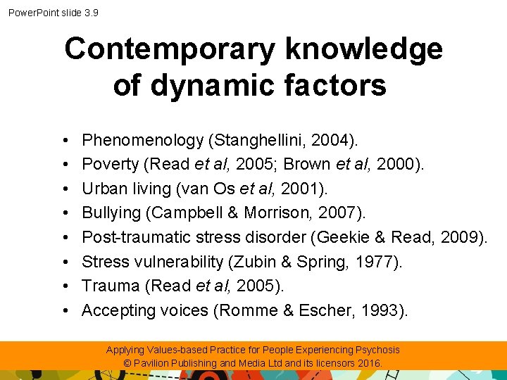Power. Point slide 3. 9 Contemporary knowledge of dynamic factors • • Phenomenology (Stanghellini,