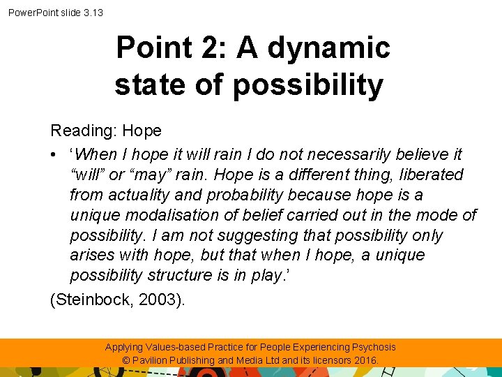 Power. Point slide 3. 13 Point 2: A dynamic state of possibility Reading: Hope