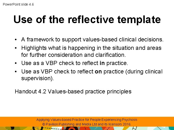 Power. Point slide 4. 6 Use of the reflective template • A framework to