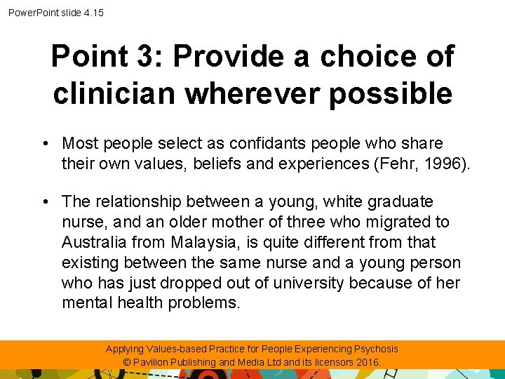 Power. Point slide 4. 15 Point 3: Provide a choice of clinician wherever possible