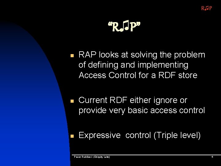 R♫P “R♫P” n n n RAP looks at solving the problem of defining and