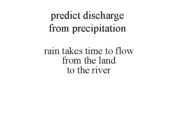 predict discharge from precipitation rain takes time to flow from the land to the