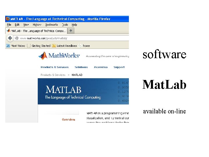 software Mat. Lab available on-line 