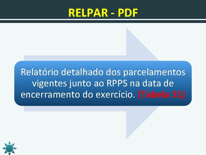 RELPAR - PDF Relatório detalhado dos parcelamentos vigentes junto ao RPPS na data de