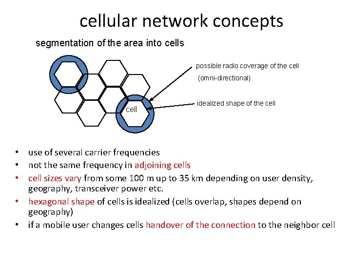 cellular network concepts segmentation of the area into cells possible radio coverage of the