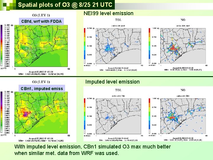 Spatial plots of O 3 @ 8/25 21 UTC NEI 99 level emission CBfd,