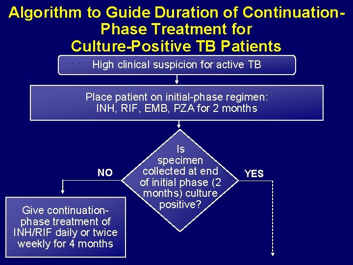 Algorithm to Guide Duration of Continuation. Phase Treatment for Culture-Positive TB Patients High clinical