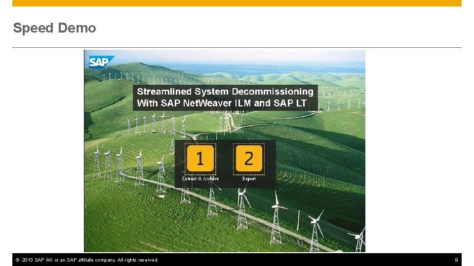 Speed Demo © 2013 SAP AG or an SAP affiliate company. All rights reserved.