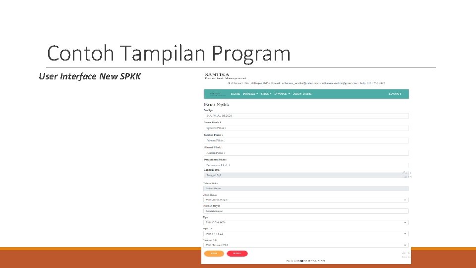 Contoh Tampilan Program User Interface New SPKK Contoh Tampilan Program User Interface New SPKK