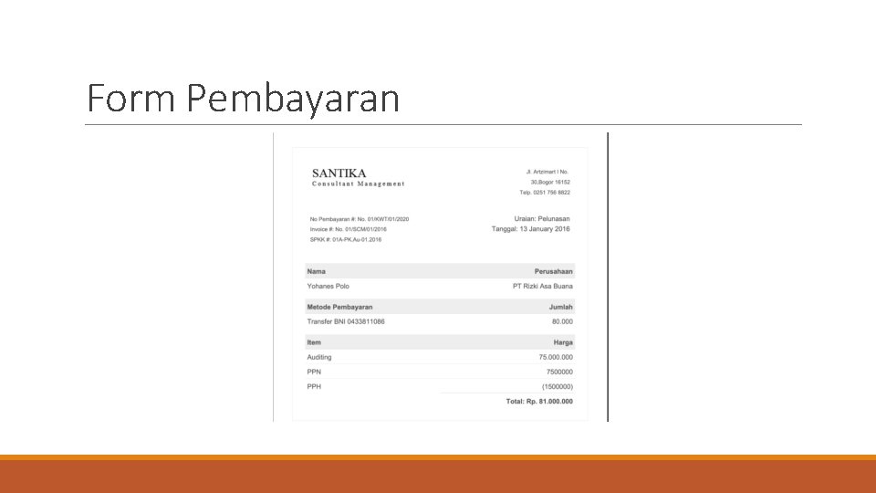 Form Pembayaran Form Pembayaran