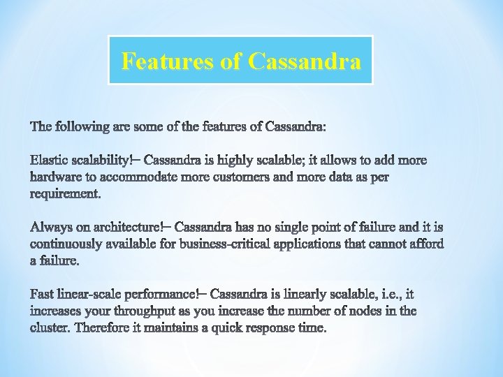 Features of Cassandra 