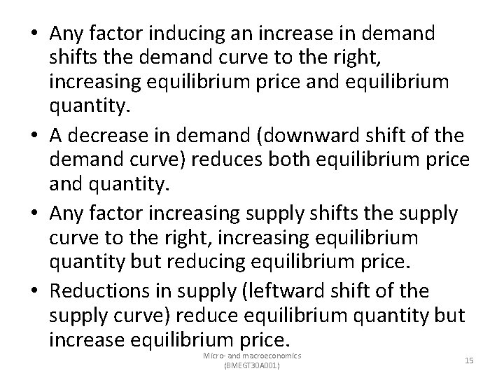  • Any factor inducing an increase in demand shifts the demand curve to